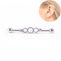 Bijoux de piercing d'oreille en acier inoxydable, avec Opale, bijoux de mode & hypo allergique & pour femme & avec strass, Vendu par PC