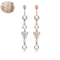 Stainless Steel Belly Ring with Cubic Zirconia & Brass fashion jewelry & for woman Sold By PC