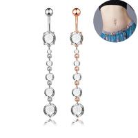 Stainless Steel Belly Ring with Cubic Zirconia fashion jewelry & hypo allergic & for woman Sold By PC