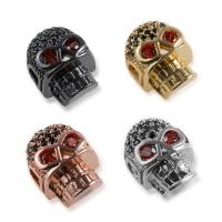 Cubic Zirconia Micro Pave Brass Beads, Skull, plated, micro pave cubic zirconia, more colors for choice, nickel, lead & cadmium free, 9.8x12.5mm, Hole:Approx 1mm, 5PCs/Lot, Sold By Lot