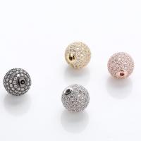 Perles cubes en laiton zircon Micro Pave, Rond, Placage, pavé de micro zircon, plus de couleurs à choisir, protéger l'environnement, sans nickel, plomb et cadmium, 12mm, Trou:Environ 2mm, 6PC/lot, Vendu par lot