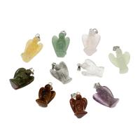 Gemstone Pendants Jewelry, with Brass, Angel, platinum color plated, random style, 24.50x16.50x12mm, Hole:Approx 3*5mm, 5PCs/Bag, Sold By Bag