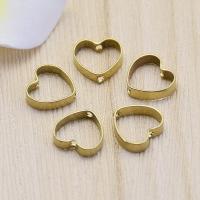 Brass Jewelry Connector, Heart, 1/1 loop & hollow, original color, nickel, lead & cadmium free, 10x10mm, Hole:Approx 1mm, 50PCs/Bag, Sold By Bag