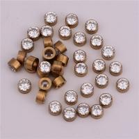 Composants de bijoux en laiton, avec zircone cubique, couleur originale, protéger l'environnement, sans nickel, plomb et cadmium, 3.5x6mm, 50PC/sac, Vendu par sac