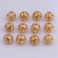 Hollow Brass Beads, Round, original color, nickel, lead & cadmium free, 8mm, 50PCs/Bag, Sold By Bag