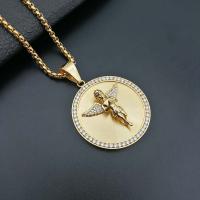 Stainless Steel Pendants with Rhinestone plated fashion jewelry & Unisex golden Sold By PC
