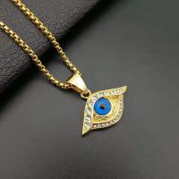 316L Stainless Steel Pendant, Evil Eye, plated, fashion jewelry & Unisex & with rhinestone, golden, 34x33mm, Sold By PC