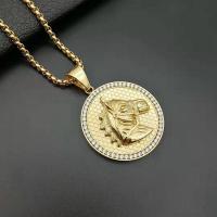 Stainless Steel Pendants, 316L Stainless Steel, plated, fashion jewelry & Unisex & with rhinestone, golden, 42x60mm, Sold By PC