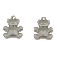 Stainless Steel Animal Pendants, Bear, original color, 15x11x3mm, Hole:Approx 1mm, 100PCs/Bag, Sold By Bag