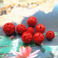Cinnabar Beads, Flower, different size for choice, red, Hole:Approx 1mm, 20PCs/Bag, Sold By Bag