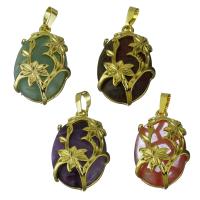 Gemstone Pendants Jewelry, Brass, with Gemstone, gold color plated, different materials for choice, nickel, lead & cadmium free, 20x32x9mm, Hole:Approx 5x7mm, Sold By PC