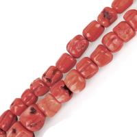 Természetes korall gyöngyök, vöröses-narancs, 9-15x8-27x8-27mm, Lyuk:Kb 1.5mm, Által értékesített KG