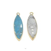 Synthetic Turquoise Pendant with Brass gold color plated Approx 2.8mm Sold By PC