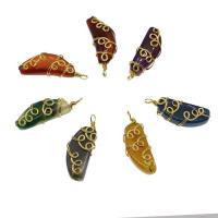 Gemstone Pendants Jewelry with Brass gold color plated random style 50*17*13mm-51*19*13mm Approx 3.5mm Sold By PC
