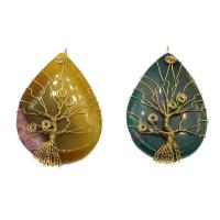 Lace Agate Pendants, with Brass, Teardrop, gold color plated, Random Color, 66*41*11mm-66*43*11mm, Hole:Approx 6mm, Sold By PC