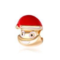 Zinc Alloy European Beads Christmas Hat gold color plated enamel red nickel lead & cadmium free 10-15mm Approx 4-4.5mm Sold By Bag
