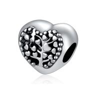Zinc Alloy European Beads Heart antique silver color plated nickel lead & cadmium free 10-15mm Approx 4-4.5mm Sold By Bag