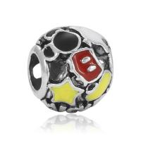 Zinc Alloy European Beads Round antique silver color plated enamel & hollow nickel lead & cadmium free 10-15mm Approx 4-4.5mm Sold By Bag
