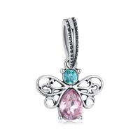 European Style Zinc Alloy Dangle Beads Butterfly antique silver color plated with rhinestone & hollow nickel lead & cadmium free 10-30mm Approx 4-4.5mm Sold By Bag