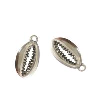 Stainless Steel Pendants, Shell, original color, 10x19x3.70mm, Hole:Approx 1mm, 20PCs/Bag, Sold By Bag