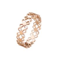 Titanium Steel Finger Ring, rose gold color plated, different size for choice & for woman & hollow, 4mm, Hole:Approx 1mm, Sold By PC