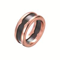 Titanium Steel Finger Ring, with Porcelain, rose gold color plated, Unisex & different size for choice, 3x8mm, Sold By PC