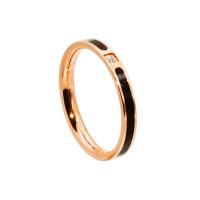 Titan Edelstahl Ringe, Titanstahl, Rósegold-Farbe plattiert, unisex & verschiedene Größen vorhanden & Epoxy Aufkleber & mit Strass, 1.6x2.5mm, verkauft von PC