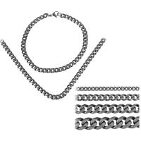 Conjuntos de jóias de aço inoxidável, Bracelete / Pulseira & colar, unissex & tamanho diferente para a escolha & freio de corrente, cor original, 26-36x24-30x25-30mm, comprimento Aprox 23.5 inchaltura, Aprox 8 inchaltura, vendido por Defina