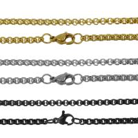 Stainless Steel Chain halskæde, forgyldt, Unisex & boks kæde, flere farver til valg, 3mm, 10Strands/Lot, Solgt af Lot