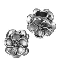Perles fleurs en alliage de zinc, Plaqué de couleur d'argent, bijoux de mode, protéger l'environnement, sans nickel, plomb et cadmium, 10.50x8.50x9mm, Trou:Environ 4mm, 50PC/lot, Vendu par lot