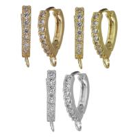 Brass Lever Back Earring Component, high quality plated, micro pave cubic zirconia, more colors for choice, nickel, lead & cadmium free, 2.50x17x13.50mm, Hole:Approx 1.5mm, 20PCs/Lot, Sold By Lot
