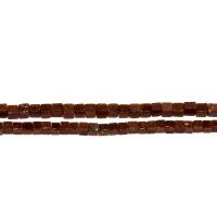 Goldstone perler, Square, henna, 3mm, Hole:Ca. 0.5mm, Længde 15.7 inch, 5Strands/Bag, Solgt af Bag