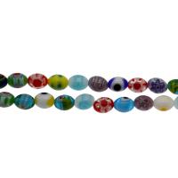 Millefiori Lampwork Perle, gemischtes Muster, 8*6mm, Bohrung:ca. 0.5mm, Länge:15.7 ZollInch, 5SträngeStrang/Tasche, verkauft von Tasche