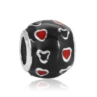 Zinc Alloy European Beads Round silver color plated enamel nickel lead & cadmium free 10-15mm Approx 4-4.5mm Sold By Bag