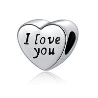 Zinc Alloy European Beads Heart silver color plated enamel nickel lead & cadmium free 10-15mm Approx 4-4.5mm Sold By Bag