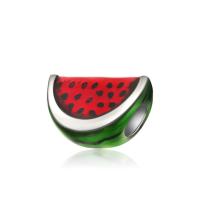 Zinc Alloy European Beads Watermelon silver color plated enamel nickel lead & cadmium free 10-15mm Approx 4-4.5mm Sold By Bag
