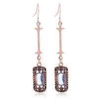 Tibetan Style Drop Earrings, with Crystal, plated, fashion jewelry & for woman, more colors for choice, nickel, lead & cadmium free, 58x9mm, Sold By Pair