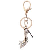 Zinc Alloy Key Clasp Shoes plated Unisex & with rhinestone golden nickel lead & cadmium free Sold By PC