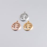 Stainless Steel Pendants, Tree, polished, hollow, more colors for choice, 15x17.8mm, Hole:Approx 1.5mm, 10PCs/Bag, Sold By Bag