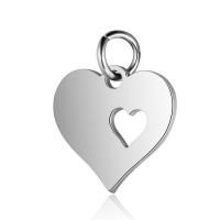 Stainless Steel Heart Pendants, polished, hollow, original color, 13x16mm, Hole:Approx 5mm, 20PCs/Bag, Sold By Bag