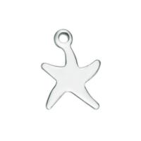 Stainless Steel Pendants, Starfish, polished, original color, 9x12mm, Hole:Approx 1mm, 20PCs/Bag, Sold By Bag