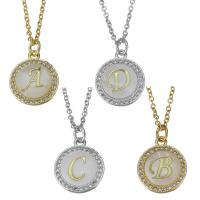 Stainless Steel Jewelry Necklace with Resin with 2Inch extender chain Flat Round plated letters are from A to Z & oval chain & for woman & with rhinestone 1.5mm Sold Per Approx 17 Inch Strand