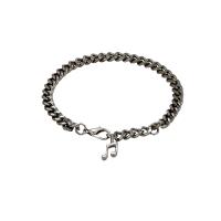 Brass Bracelet Music Note plumbum black color plated curb chain & for woman nickel lead & cadmium free Sold Per Approx 7.6 Inch Strand