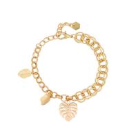 Zinc Alloy Bracelet with 6cm extender chain Leaf gold color plated double link chain & round link chain & for woman nickel lead & cadmium free Sold Per Approx 7.8 Inch Strand