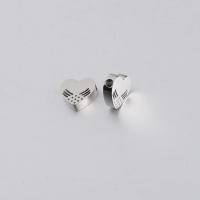 Stainless Steel Beads, Heart, polished, original color, 9.8x9mm, Hole:Approx 1.8mm, 10PCs/Bag, Sold By Bag