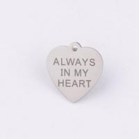Stainless Steel Heart Pendants Unisex original color Approx 1.7mm Sold By Bag