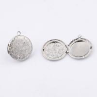 Stainless Steel Locket Pendant, polished, original color, 26x31mm, Hole:Approx 2.25mm, 5PCs/Bag, Sold By Bag