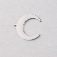 Stainless Steel Pendants, Moon, polished, original color, 20x21.4mm, Hole:Approx 1.5mm, 10PCs/Bag, Sold By Bag
