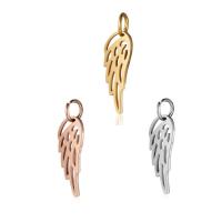 Stainless Steel Pendants, Wing Shape, polished, hollow, more colors for choice, 6x20mm, Hole:Approx 5mm, 10PCs/Bag, Sold By Bag