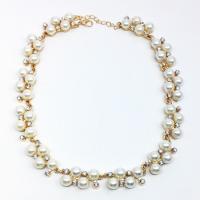Zinc Alloy Jewelry Necklace with Plastic Pearl plated fashion jewelry & for woman & with rhinestone nickel lead & cadmium free 36+5cm Sold Per Approx 14.17 Inch Strand